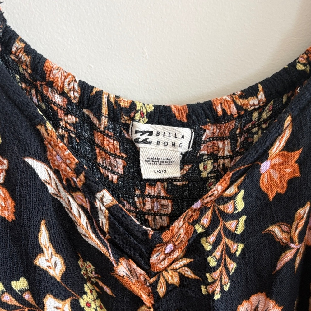 Billabong Black Floral Long Sleeve Dress - Picture 2 of 8